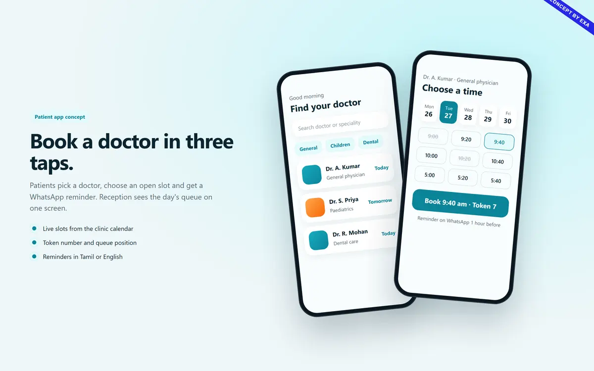 Illustration for Clinic appointment booking app